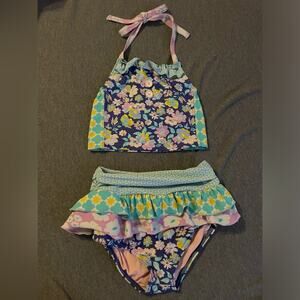 Wild Flowers Floral Two Piece Boutique Halter Bikini Swimsuit Toddler Girl 4